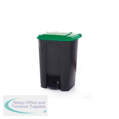 2Work Pedal Bin with Coloured Lid 80L Grey/Green 410x470x670mm 2W10776