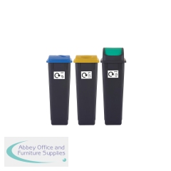 2Work Recycling Bins 90 Litre Assorted (Pack of 3) 2W10789