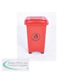 2Work Static Bin with Feet 50 Litre Red 2W10795