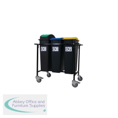 2Work Mobile Recycling Trolley with 3 x 90 Litre Bins 2W10801