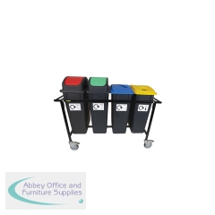 2Work Mobile Recycling Trolley with 4 x 90 Litre Bins 2W10802