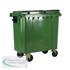 2Work Wheelie Bin 1100 Litre with Lockable Lid Green 2W10829