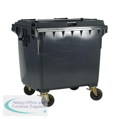 2Work Wheelie Bin 1100 Litre with Lockable Lid Grey 2W10830