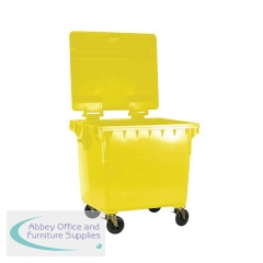 2Work Wheelie Bin 1100 Litre with Lockable Lid Yellow 2W10831