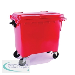 2Work Wheelie Bin 1100 Litre with Flat Lid Red 2W10861