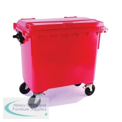 2Work Wheelie Bin 1100 Litre with Lockable Lid Red 2W10870