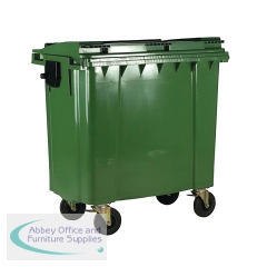 2Work Wheelie Bin 660 Litre with Lockable Lid Green 2W10888
