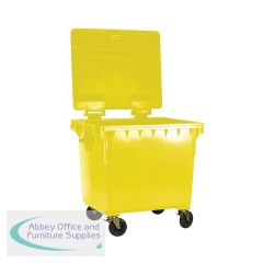 2Work Wheelie Bin 660 Litre with Lockable Lid Yellow 2W10891