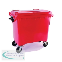 2Work Wheelie Bin 770 Litre with Lockable Lid Red 2W10895