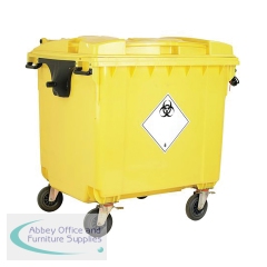 2Work Wheelie Bin Clinical Waste 1100 Litre Lockable Yellow 2W10899