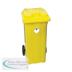 2Work Wheelie Bin Clinical Waste 120 Litre Lockable Yellow 2W10900
