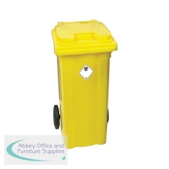 2Work Wheelie Bin Clinical Waste 240 Litre Lockable Yellow 2W10901