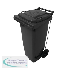 2Work Wheelie Bin Refuse 120 Litre 2 Wheeled Pedal Operated Grey 2W10906