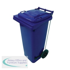 2Work Wheelie Bin Refuse 80 Litre 2 Wheeled Pedal Operated Blue 2W10909