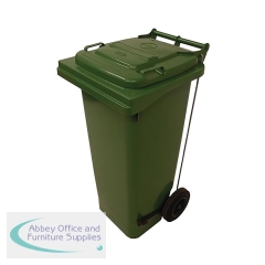2Work Wheelie Bin Refuse 80 Litre 2 Wheeled Pedal Operated Green 2W10911