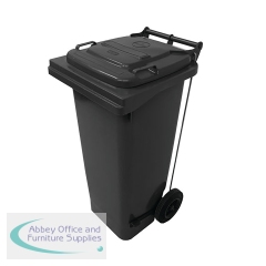 2Work Wheelie Bin Refuse 80 Litre 2 Wheeled Pedal Operated Grey 2W10912