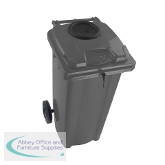 2Work Wheelie Bin 120 Litre with Bottle Bank Aperture and Lock Grey 2W10922