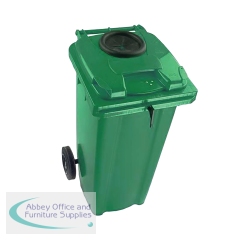 2Work Wheelie Bin 120 Litre with Bottle Bank Aperture and Lock Green 2W10924