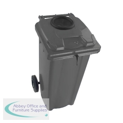 2Work Wheelie Bin 140 Litre with Bottle Bank Aperture and Lock Grey 2W10926