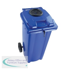 2Work Wheelie Bin 140 Litre with Bottle Bank Aperture and Lock Blue 2W10927
