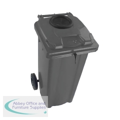 2Work Wheelie Bin 240 Litre with Bottle Bank Aperture and Lock Grey 2W10930