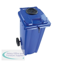 2Work Wheelie Bin 240 Litre with Bottle Bank Aperture and Lock Blue 2W10931