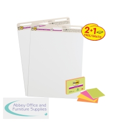 Post-it Super Sticky Meeting Chart/Meeting Notes 2+1 White/Assorted (Pack of 3) 7100408818