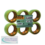 Scotch Clear Packaging Tape Polypropylene 50mm x 66m (6 Pack) C5066SF6