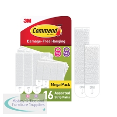 Command Picture Hanging Strips 8 Pairs Medium + 8 Pairs Large White (Pack of 16) 7100349289