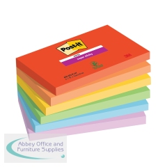 Post-It Super Sticky Notes 90 Sheets 76x127mm Playful Colours Assorted (Pack of 6) 655-6SS-PLAY