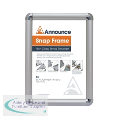 Announce by 5 Star A4 Snap Frame 25mm with Chrome Effect Corners AA10249