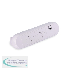 On Desk Power Module 2xUK Socket 1xUSB A+C PD/QC Charger includes 2m Mains Lead White 20000015
