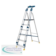 Werner Workstation 6 Tread  Stepladder with Twin Safety Handrails Blue 7050618L