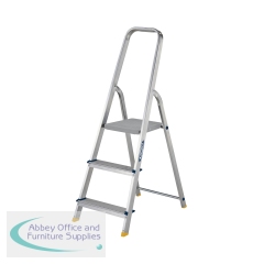 Werner 3 Tread Stepladder with High Handrail Aluminium 7400318L