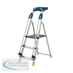 Werner Workstation 3 Tread  Stepladder with Twin Safety Handrails Blue 7050318L