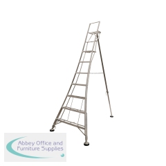 Werner Adjustable 7 Tread Tripod Ladder with High Handrail Aluminium  92507
