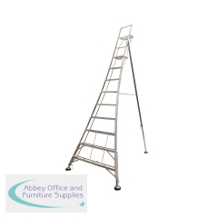 Werner Adjustable 9 Tread Tripod Ladder with High Handrail Aluminium  92509