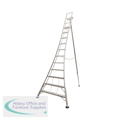 Werner Adjustable 11 Tread Tripod Ladder with High Handrail Aluminium  92511