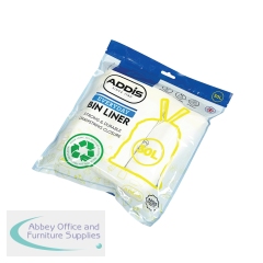 Addis Drawstring Bin Liner 30L 15 Liners Per Roll (Pack of 3) 520092