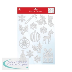 Giftmaker Flock Window Christmas Stickers White (Pack of 24) XGIMDEC4A641