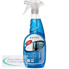 Super Professional Products Glass and Stainless Steel Cleaner Spray 750ml (Pack of 6)