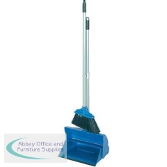 Hillbrush DP10 Blue Long-Handled Dustpan and Brush