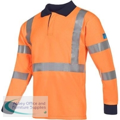 Sioen Lerby Orange Long-Sleeve Hi-Vis Arc-Polo Shirt S