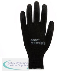 Arco Essentials Black PU-Coated Nylon Work Gloves Pairs 6 (Pack of 12)