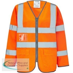 Arco Ultra Orange Long-Sleeve Zip-Up Hi-Vis Vest M
