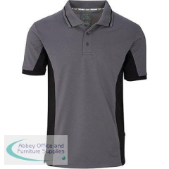 Trojan Contrast Grey/Black Wicking Polo Shirt M