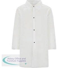 Arco White Stud-Fastening Disposable Visitors Coats L (Pack of 25)