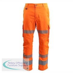 Arco Responsible Orange Hi-Vis Cargo Trousers with Kneepad Pockets 32R