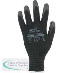 Arco Essentials Black PU-Coated Polyester Work Gloves 11 (Pack of 12)