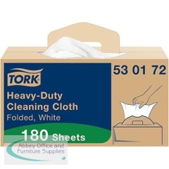 Tork W7 White Folded Heavy Duty Cleaning Cloths Roll in Handy-Box 64m